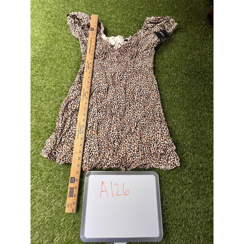 Forever 21 Coquette Dress Leopard Print Short‎ Sleeve Dress Size L Y2k